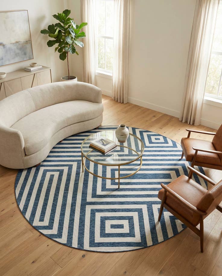 Detail image of 12' x 12' Easy-Clean Modern Indoor / Outdoor Round Rug