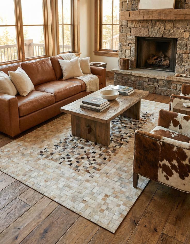 Detail image of  5' x 8' Cowhide Leather Rug