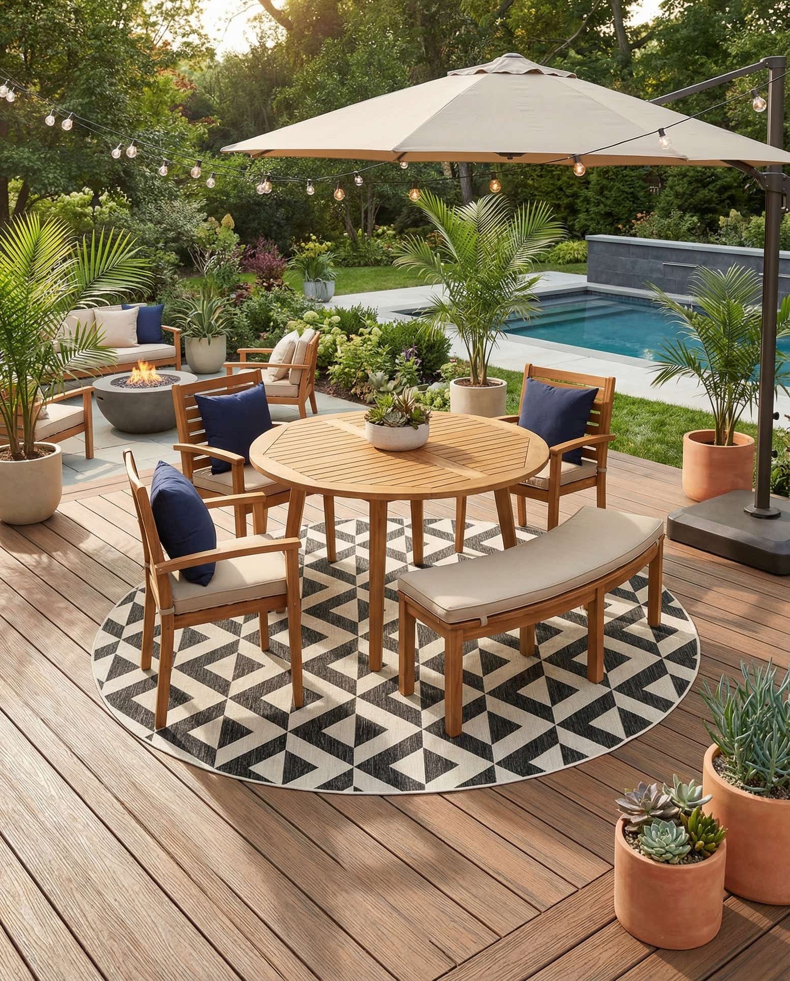 10' x 10' Easy-Clean Jill Zarin Napa Indoor / Outdoor Round Rug