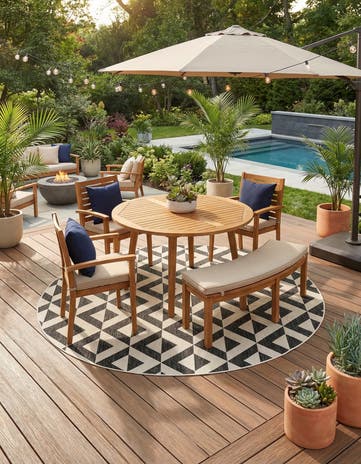 Charcoal Gray Easy-Clean Jill Zarin Napa Indoor / Outdoor Round Rug