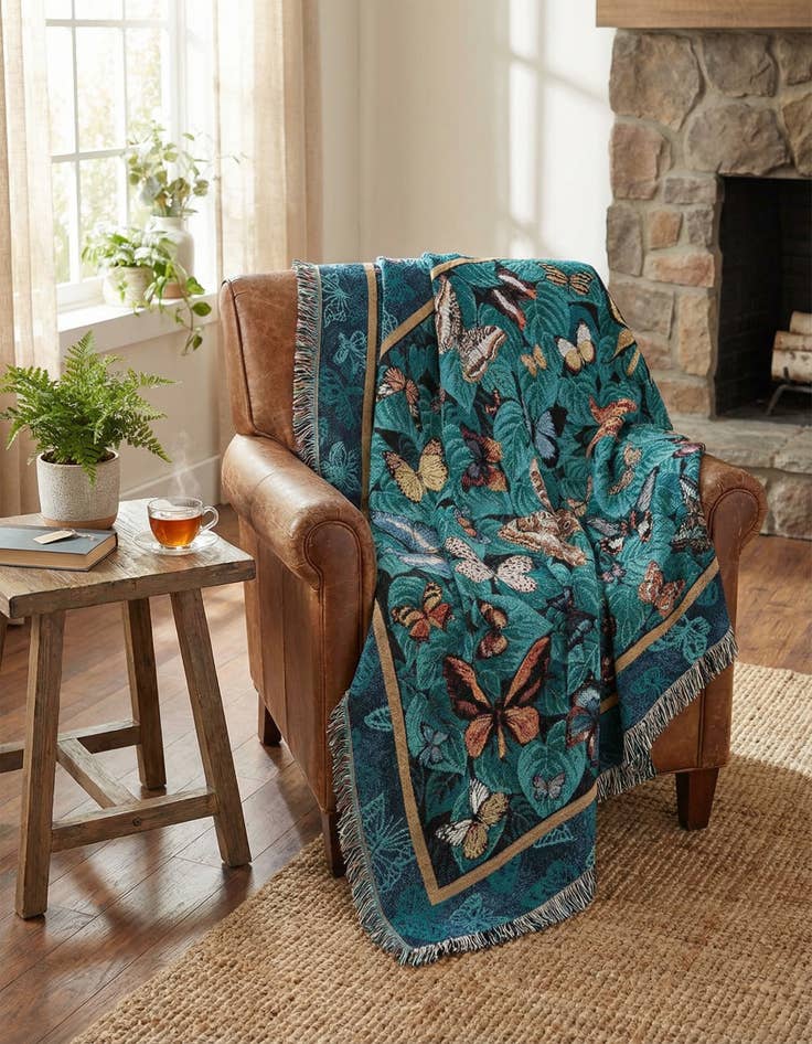 Detail image of 4' 6 x 6' Butterfly Dance Throw Blanket