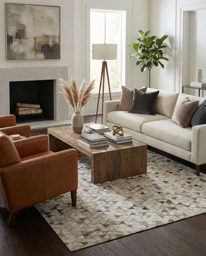 5' x 8' Cowhide Leather Rug