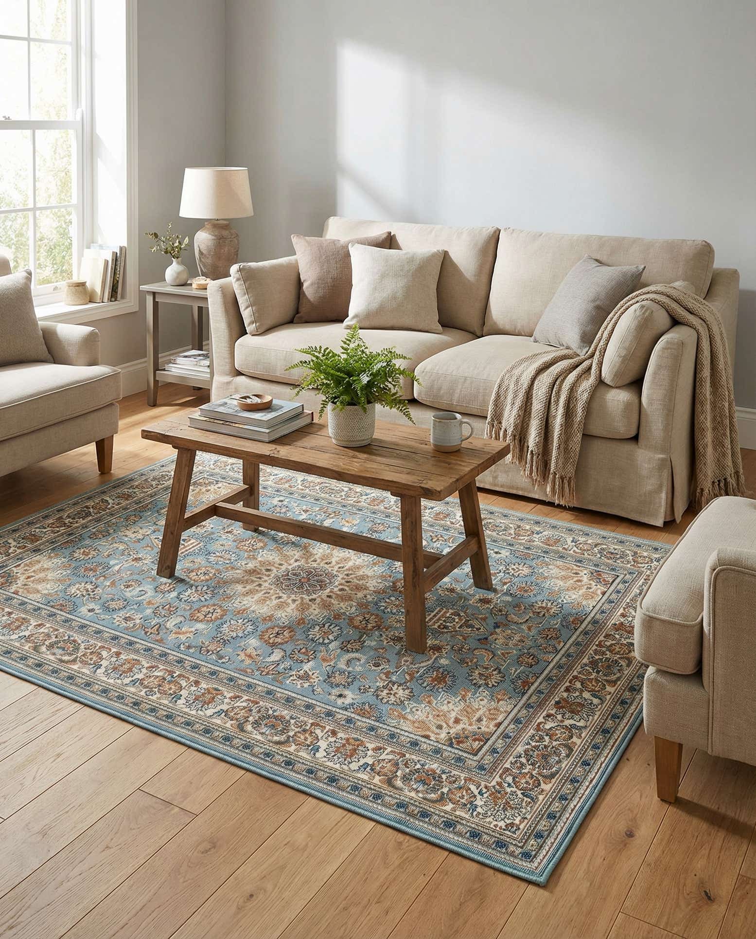 4' 1 x 6' 1 Easy-Clean Traditional Indoor / Outdoor Rug