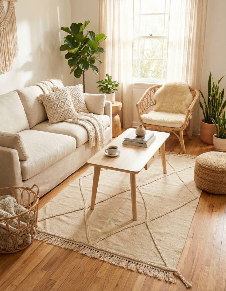 Detail image of  3' 4 x 5'  Hand Knotted Moroccan Wool Rug