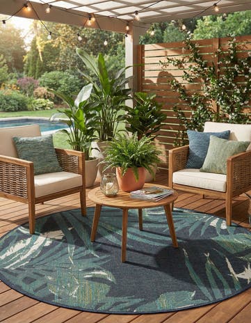 7' 10 x 7' 10 Easy-Clean Baja Indoor / Outdoor Round Rug