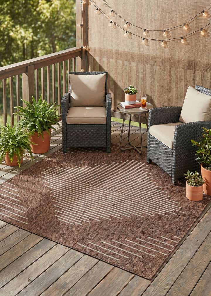 7' x 7' Easy-Clean Modern Indoor / Outdoor Square Rug