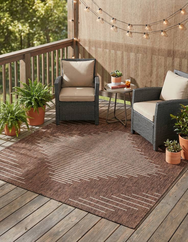 Detail image of  7' x 7'  Washable Modern Indoor / Outdoor Square Rug