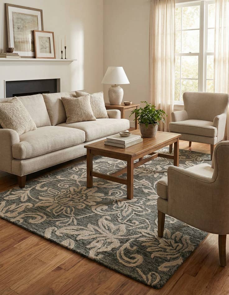 Detail image of 5' 1 x 8' Agra Wool Rug