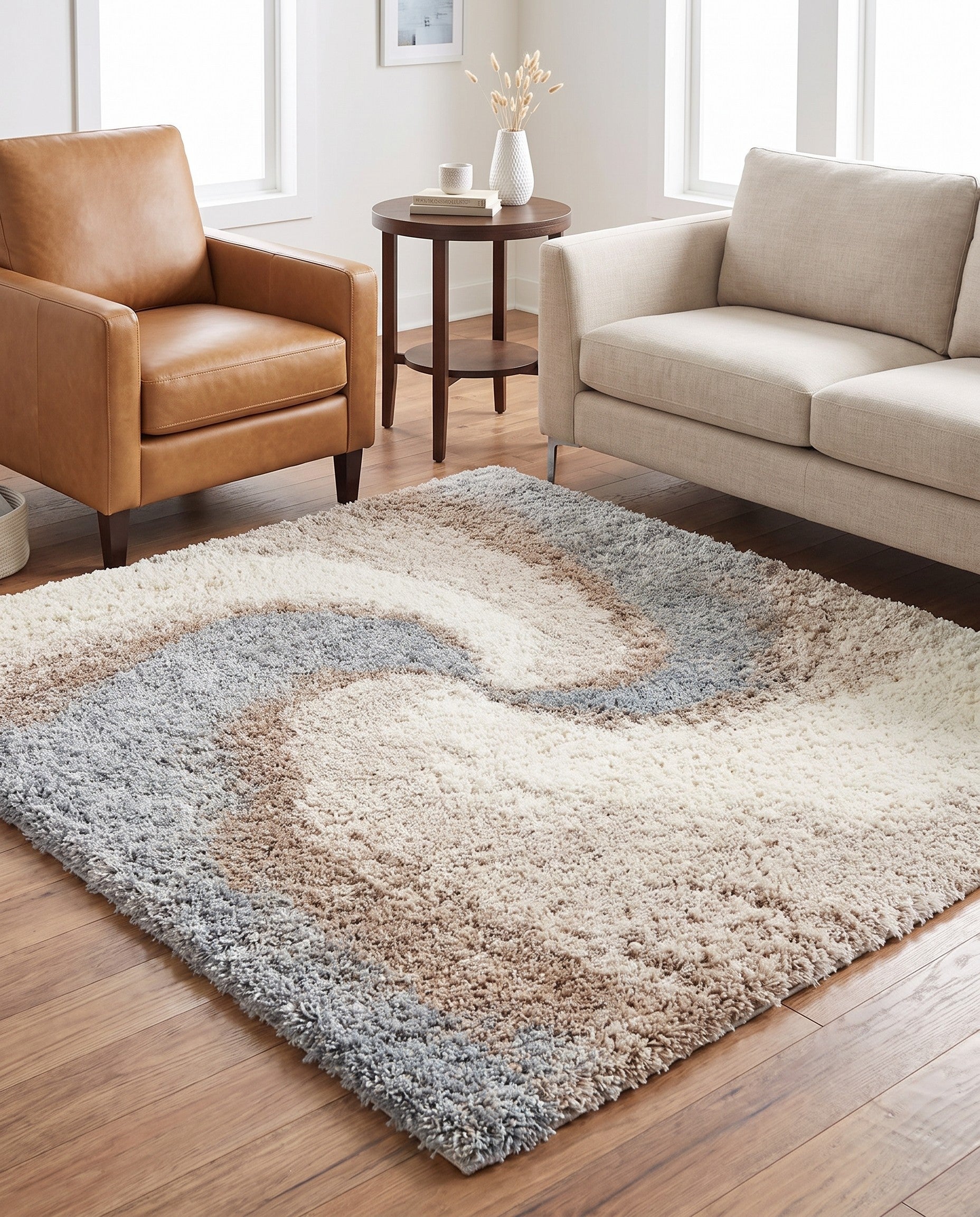 Khaki Soft Touch Shag Square Rug