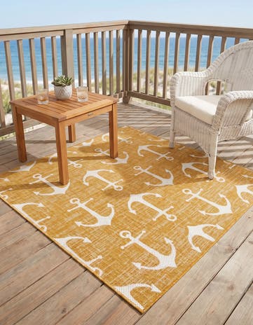 5' 3 x 5' 3 Easy-Clean Coastal Indoor / Outdoor Square Rug