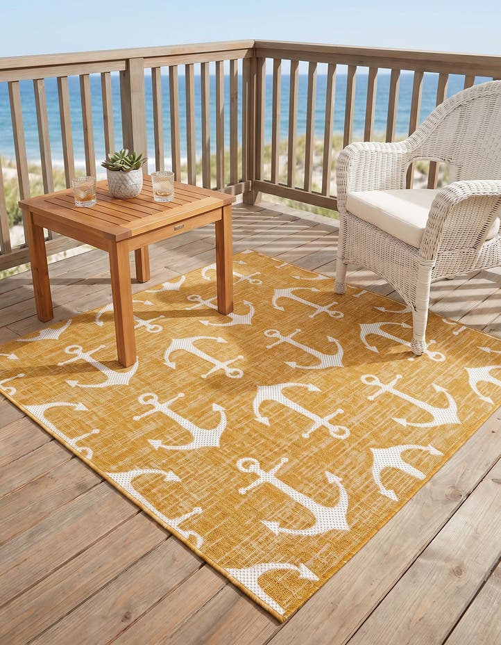 5' 3 x 5' 3 Easy-Clean Coastal Indoor / Outdoo...