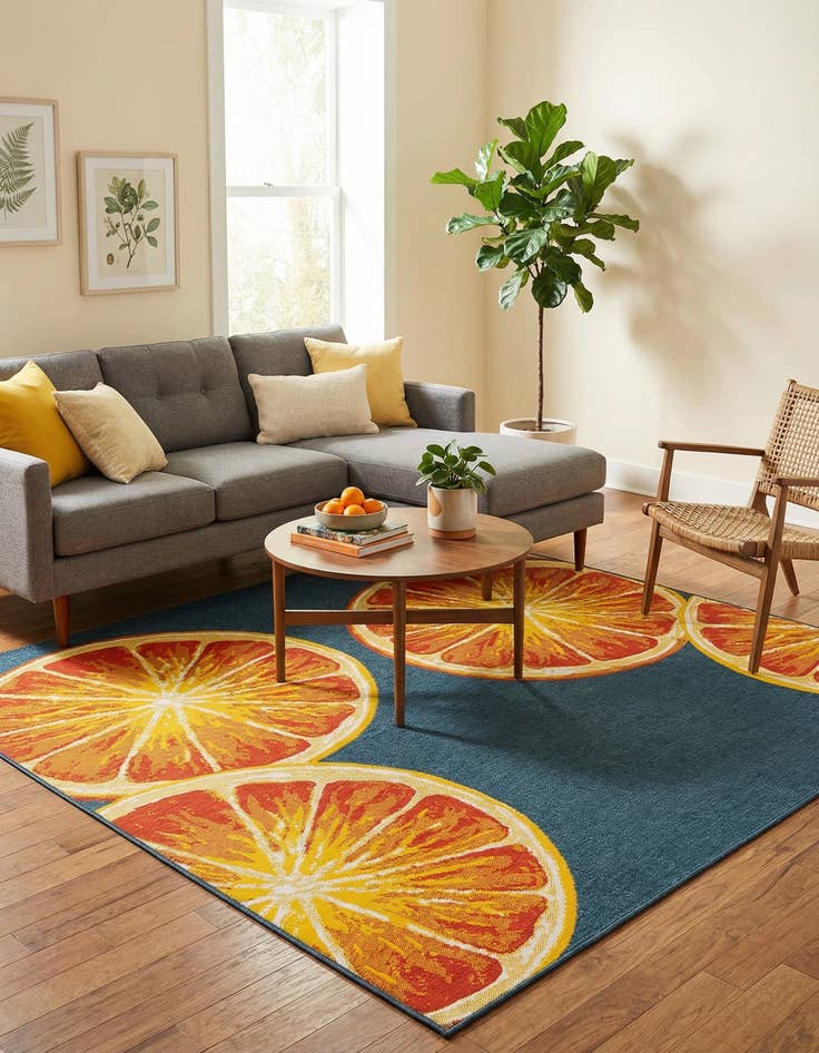 Detail image of  7' 10 x 7' 10  Washable Modern Indoor / Outdoor Square Rug