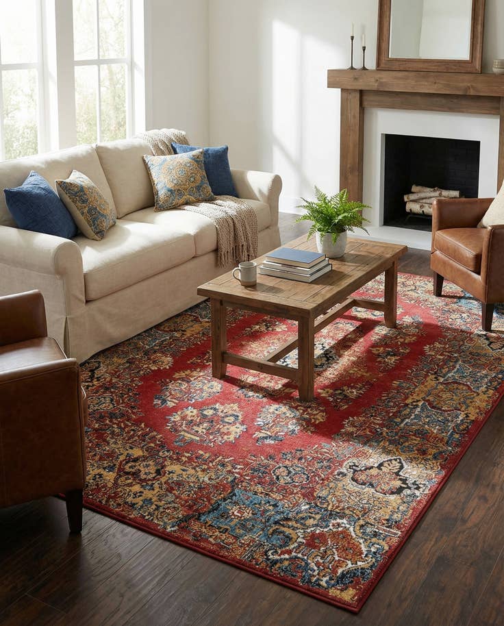Detail image of 6' x 9' Easy-Clean Traditional Indoor / Outdoor Rug