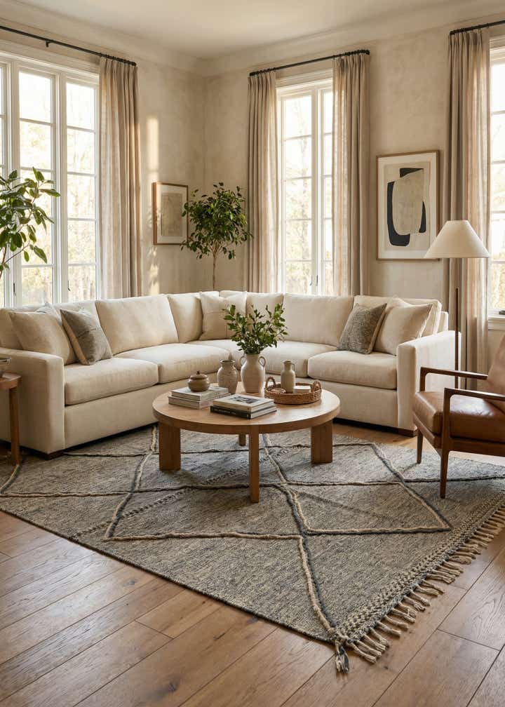 6' 7 x 10' 2 Hand Knotted Moroccan Wool Rug