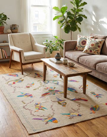 4' 2 x 5' 9 Hand Woven Kilim Suzani Wool Rug