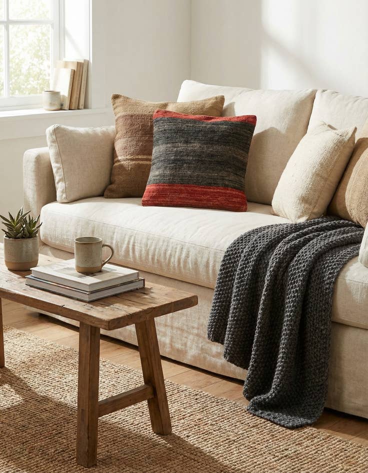 Detail image of 1' 6 x 1' 7  Hand Woven Pillow Wool Square Rug