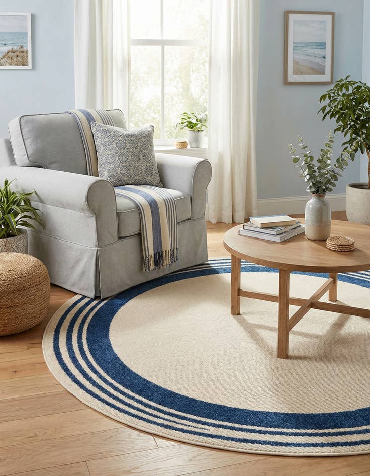 Detail image of 5' 3 x 5' 3  Washable Aruba Indoor / Outdoor Round Rug