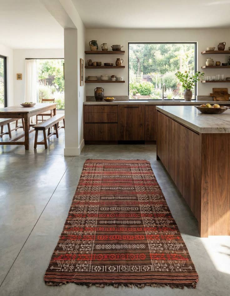 Detail image of 4' 1 x 10' 8  Hand Woven Kilim Fars Wool Runner Rug