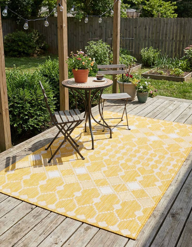 Detail image of  3' x 5' 3  Washable Lattice Indoor / Outdoor Rug