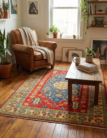 4' x 5' 7 Hand Knotted Kazak Rug