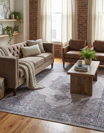 Ivory and Gray Washable Mangata Rug