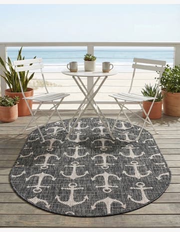 3' x 5' 3 Easy-Clean Coastal Indoor / Outdoor Oval Rug