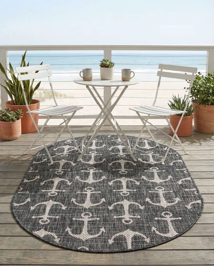 3' x 5' 3 Easy-Clean Coastal Indoor / Outdoor Oval Rug