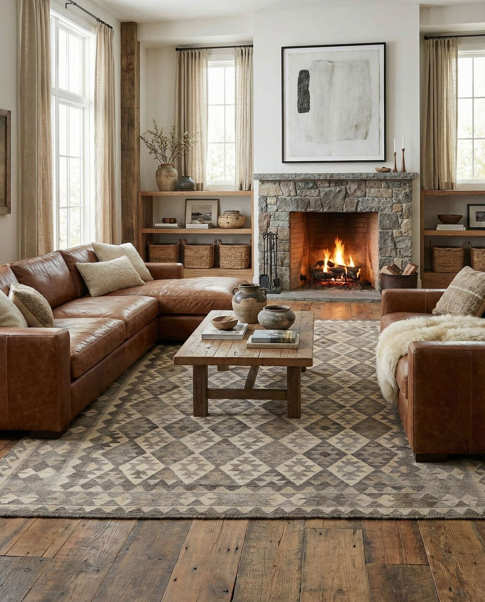 6' 10 x 9' 10 Hand Woven Kilim Maymana Wool Rug