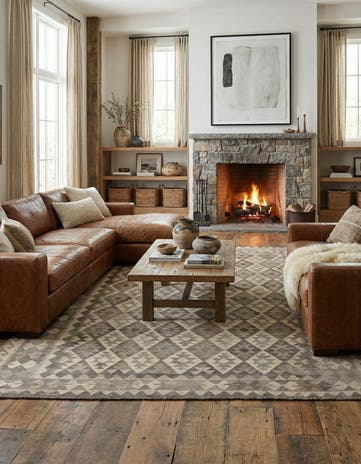 6' 10 x 9' 10 Hand Woven Kilim Maymana Wool Rug