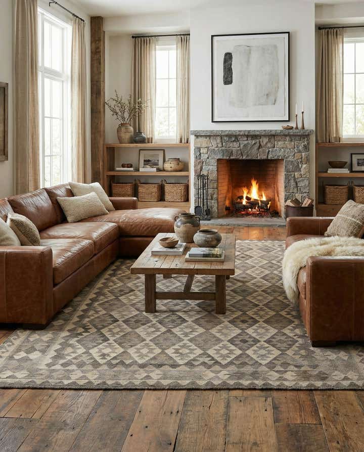 6' 10 x 9' 10 Hand Woven Kilim Maymana Wool Rug