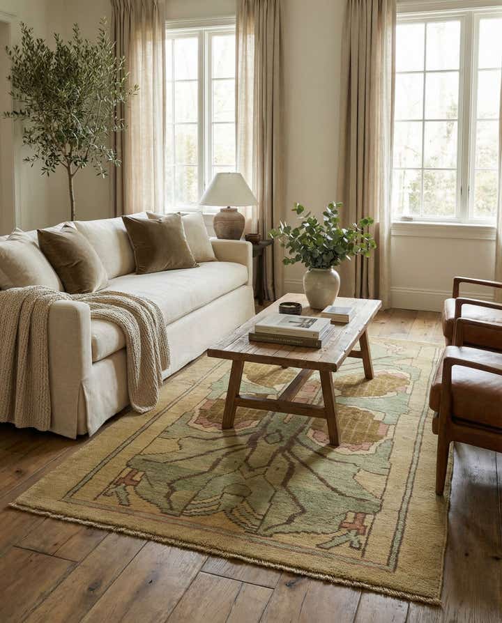 4' 3 x 7' Hand Knotted Oushak Wool Runner Rug