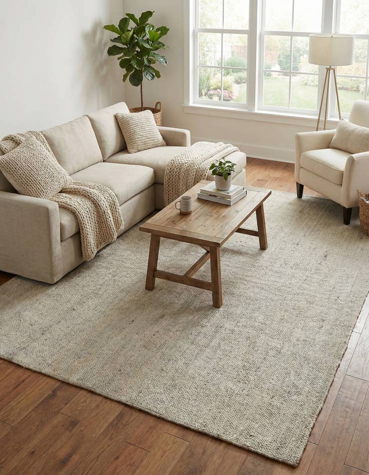 Detail image of 9' x 12' 2  Hand Braided Jute Rug