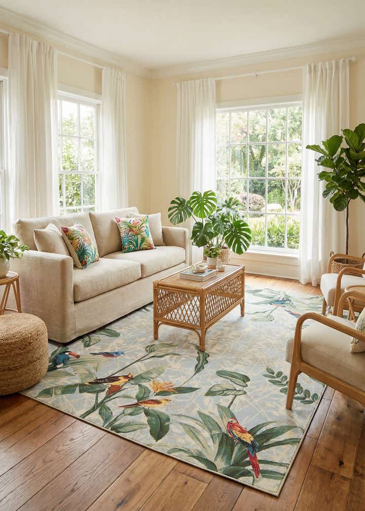 10' x 14' 2 Easy-Clean Botanical Indoor / Outdoor Rug