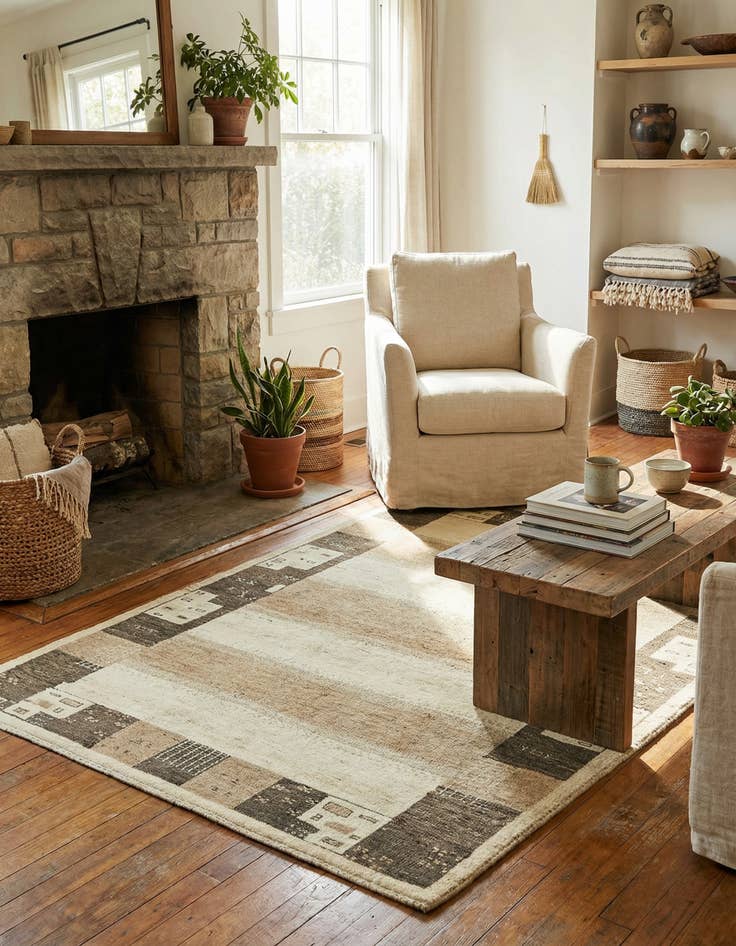 Detail image of 4' x 5' 9  Hand Knotted Kashkuli Gabbeh Wool Rug