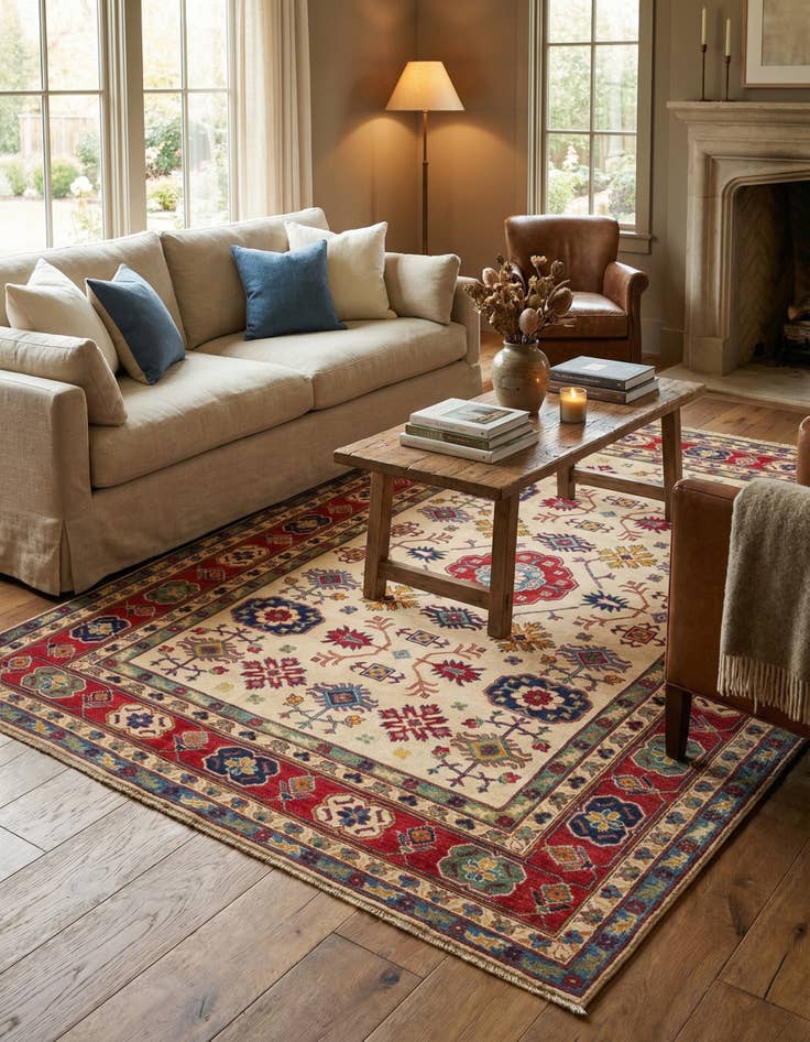 Detail image of 6' 8 x 9' 5  Hand Knotted Kazak Rug