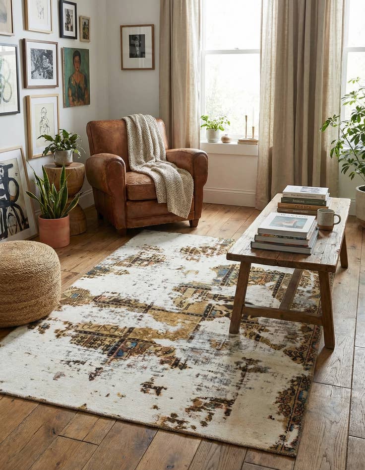 Detail image of 4' 5 x 6' 2 Hand Knotted Ultra Vintage Persian Wool Rug