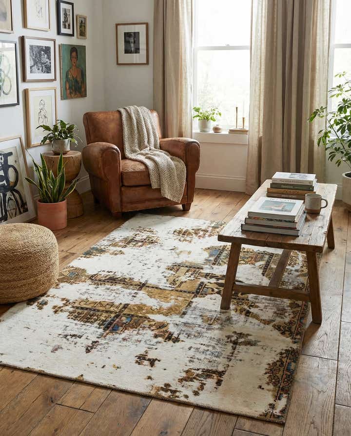 4' 5 x 6' 2 Hand Knotted Ultra Vintage Persian Wool Rug