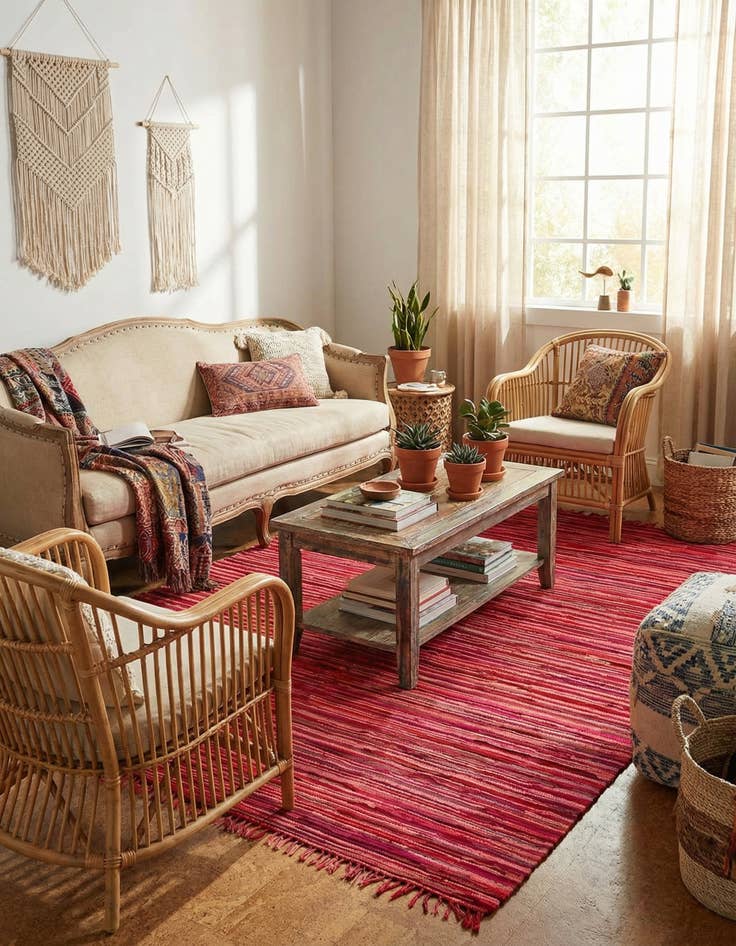 Detail image of  9' x 12'  Hand Woven Chindi Cotton Rug