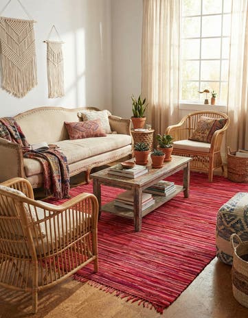 Red Hand Woven Chindi Cotton Rug