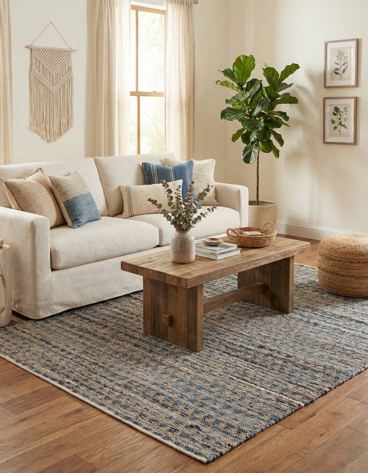 Detail image of  7' 1 x 10'  Hand Woven Chindi Jute Rug