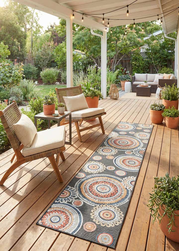 2' 7 x 12' Easy-Clean Botanical Indoor / Outdoor Runner Rug