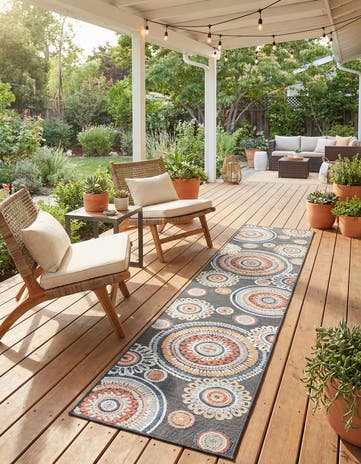 2' 7 x 12' Easy-Clean Botanical Indoor / Outdoor Runner Rug