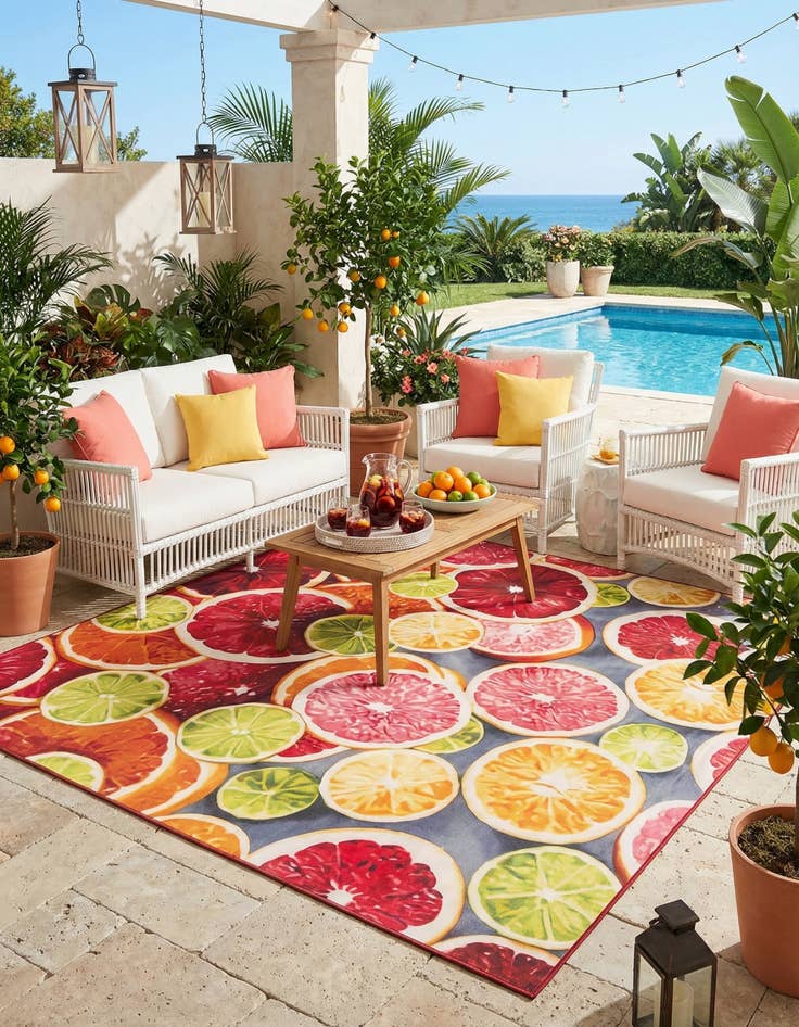 Detail image of 10' x 10'  Washable Jill Zarin Caribbean Indoor / Outdoor Square Rug
