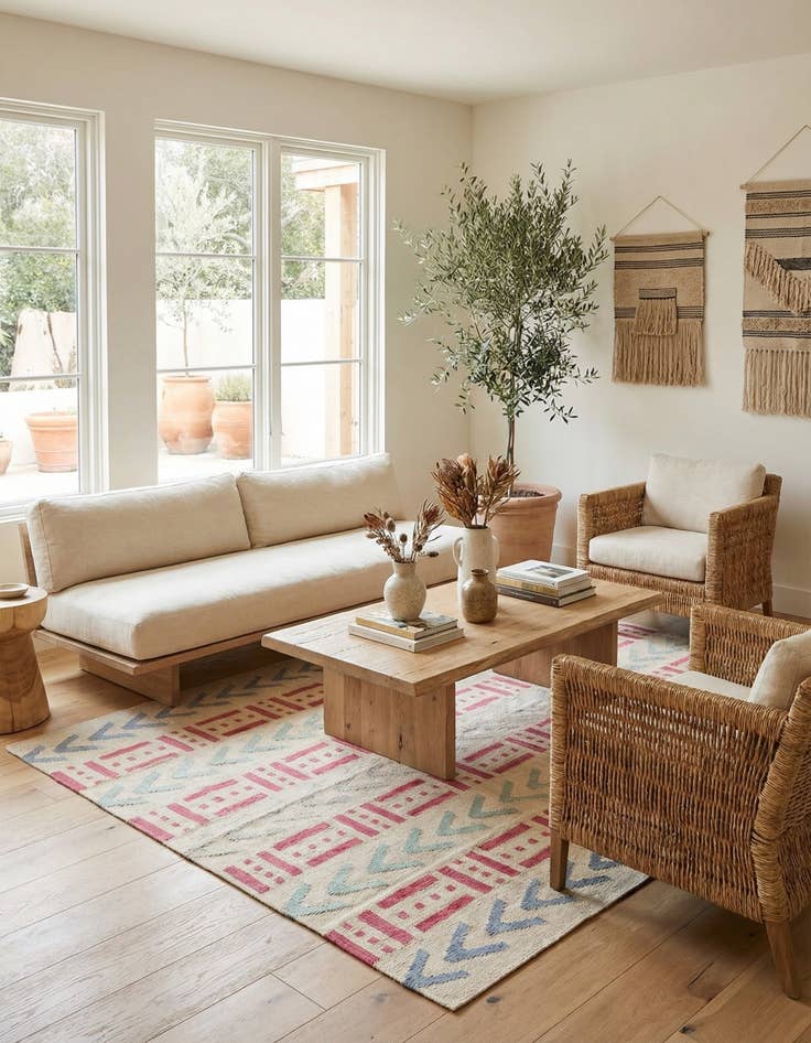 Detail image of 5' 1 x 6' 6  Hand Woven Kilim Modern Wool Rug