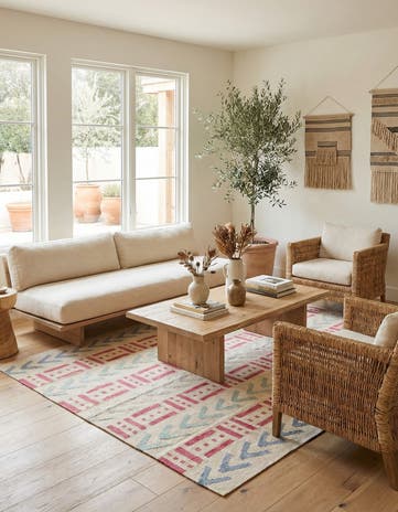 5' 1 x 6' 6 Hand Woven Kilim Modern Wool Rug