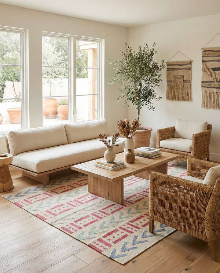 5' 1 x 6' 6 Hand Woven Kilim Modern Wool Rug