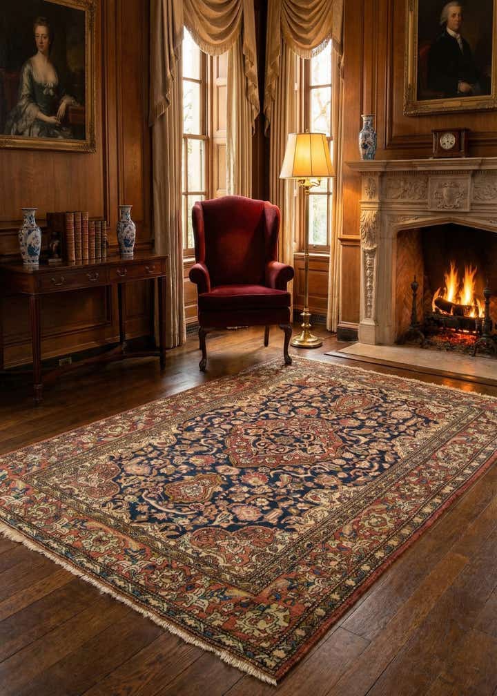 4' 6 x 6' 11 Hand Knotted Tabriz Persian Wool Rug