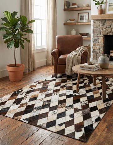 4' 1 x 5' 10 Cowhide Stocks Rug