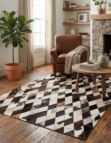 4' 1 x 5' 10 Cowhide Stocks Rug