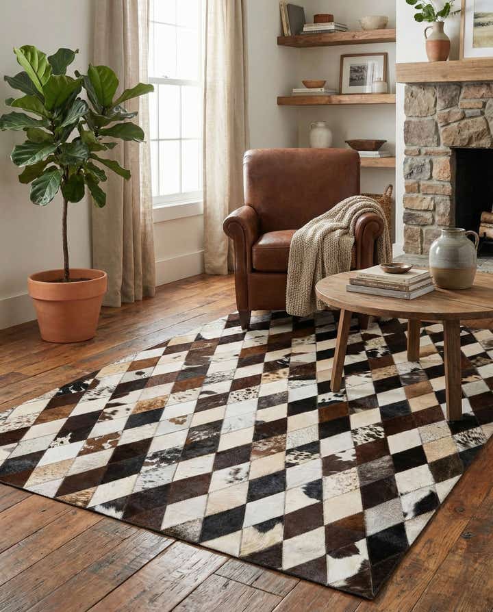 4' 1 x 5' 10 Cowhide Stocks Rug